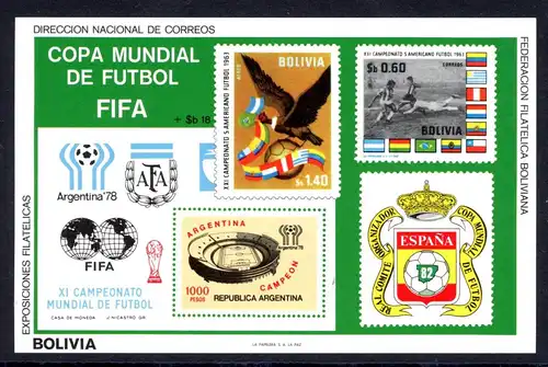 Bolivien Block 96 postfrisch Fußball WM 1978 #JR996