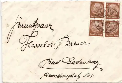 Deutsches Reich 513 auf Brief als Mehrfachfrankatur portogerecht #JP740