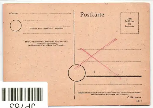 SBZ 214 auf Postkarte Berlin Deutschlandtreffen #JP763