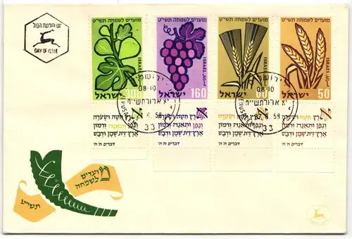 Israel 167-170 als Ersttagsbrief mit Full Tab #JP776