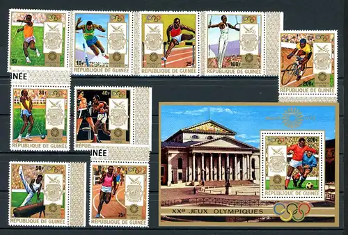 Guinea 640-648 A + Bl. 33 A postfrisch Olympia München 1972 #JS071