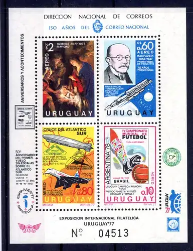 Uruguay Block 33 postfrisch Fußball WM 1978 #JS003