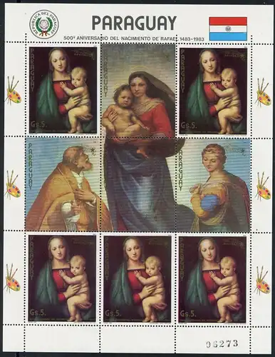 Paraguay KB mit 5 x 3559 postfrisch Raffael, Kunst #JS013