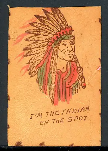 USA Lederpostkarte Motiv Indianer, USA > Göttingen #JS043