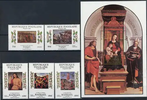 Togo 1850-1854 + Bl. 263 postfrisch Raffael, Kunst #JS019