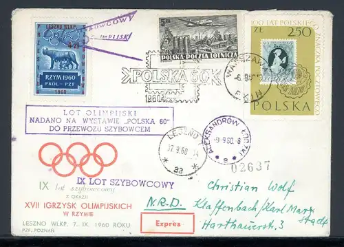 Polen 1155 mit Olympia-Vignette Mischfrankatur #JS112