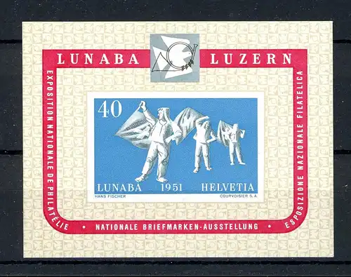 Schweiz Block 14 postfrisch Lunaba 1951 #JS128