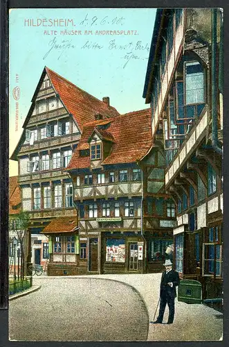 AK Hildesheim Alte Häuser am Andreasplatz 1910 #JS186