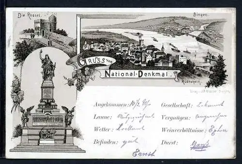 AK Rüdesheim Niederwalddenkmal 1900 #JS191