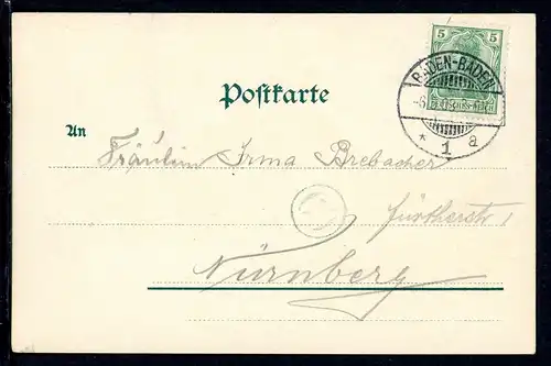 AK Baden Baden Schwarzwaldhaus 1903 #JS180