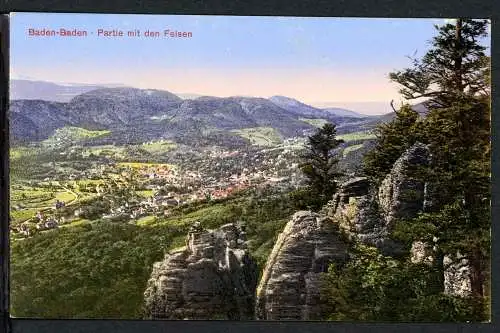 AK Baden-Baden Partie mit den Felsen 1914 #JS187