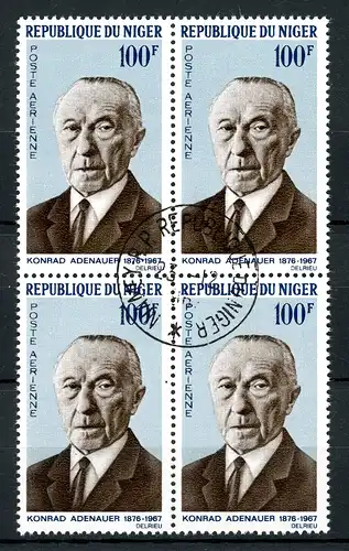 Niger 4er Bl. 168 A gestempelt Adenauer #JS523