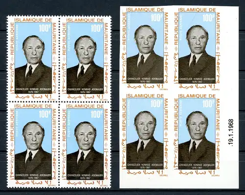 Mauretanien 4er Bl. 333 A + B postfrisch Adenauer #JS518