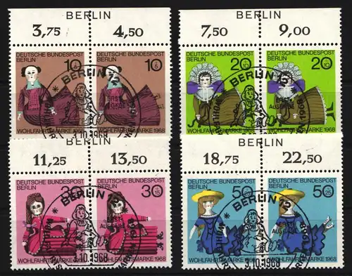 Berlin 322-325 gestempelt Oberrand Zudruck Berlin #JP916