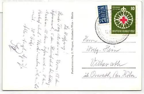 BRD Bund 164 auf Postkarte als Einzelfrankatur portogerecht #JR151