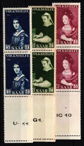 Saarland 376-378 postfrisch senkrechtes Paare mit Leerfeld #JR161