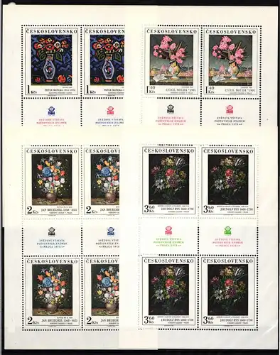 Tschechoslowakei 2351-2354 postfrisch als Kleinbögen, Kunst, Blumen #JI617