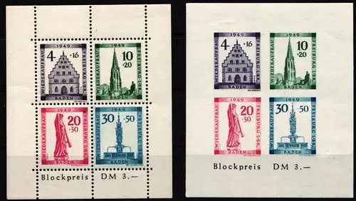 Französische Zone Baden Block 1A und 1B postfrisch #JM840