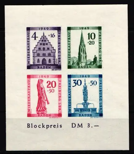 Französische Zone Baden Block 1B postfrisch #JM841