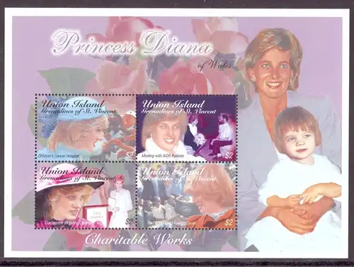 Union Inseln KB 305-308 postfrisch Prinzessin Diana #JT705