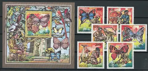 Togo 2153-2158, Block 347-353 postfrisch Schmetterling #JT761
