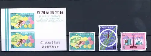 Korea 757-759, Block 327 postfrisch Schmetterling #JT902