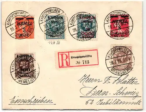 Memel 129 IV u.a. auf Brief mit ZuF auf R.-Brief aus KAMPSPOWILKEN #JM896