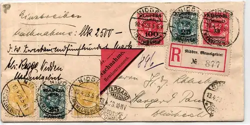 Memel 131 u.a. auf Brief mit ZuF auf NN-R.-Brief von NIDDEN nach Stargard #JM895