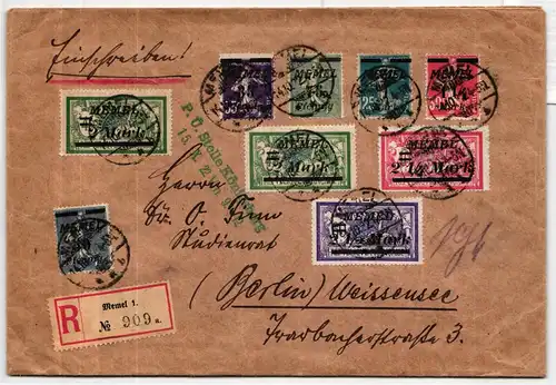 Memel 90 u.a. auf Brief ZuF auf zensiertem R.-Brief nach Berlin #JM909