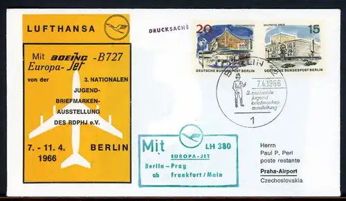 Berlin Lufthansa Sonderflug LH 380 Berlin-Prag 7.4.66 255 #HO563