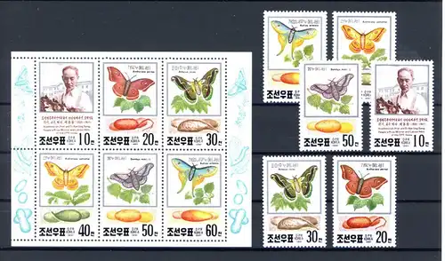 Korea 3191-3196, Klb. postfrisch Schmetterling #JT891