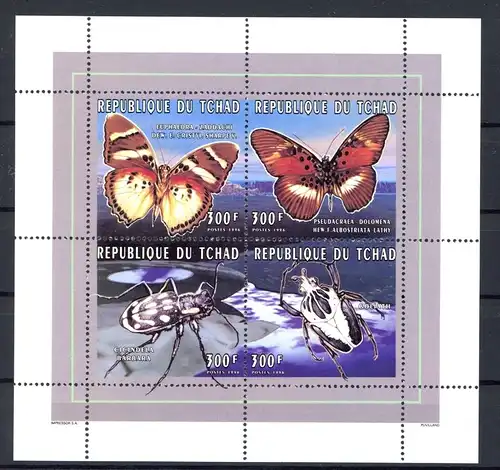 Tschad Klb 1391-1394 postfrisch Schmetterling #JT918