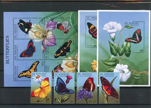 St. Vincent 3522-3525, Klb., Block 376-377 postfrisch Schmetterling #JT960