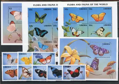 Liberia 1992-1999, Klb. 2000-2011, Block postfrisch Schmetterling #JU247