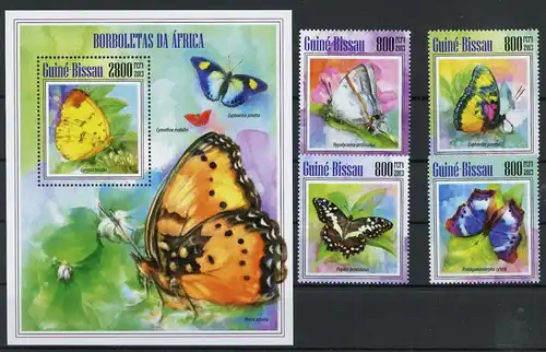 Guinea Bissau 6887-6890, Block 1210 postfrisch Schmetterling #JU277