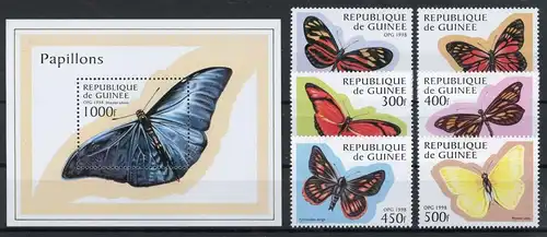 Guinea 1716-1721, Block 518 postfrisch Schmetterling #JU252