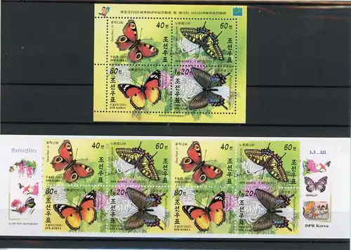 Korea Nord M-Heft 4336-4339, Block 464 postfrisch Schmetterling #JU237