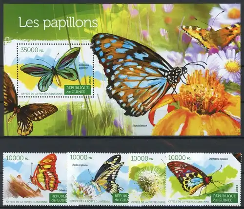 Guinea Kleinbogen 11168-11171, Block 2530 postfrisch Schmetterling #JU261