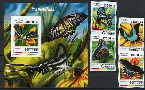 Guinea 12790-12793, Block 2854 postfrisch Schmetterling #JU271