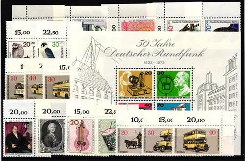 Berlin 442-463 postfrisch vom Eckrand, 1973 ohne Dauerserien #JR304