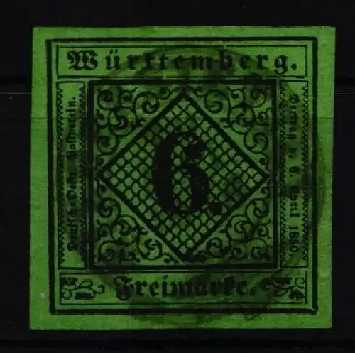 Württemberg 3b gestempelt geprüft Heinrich BPP #JS992