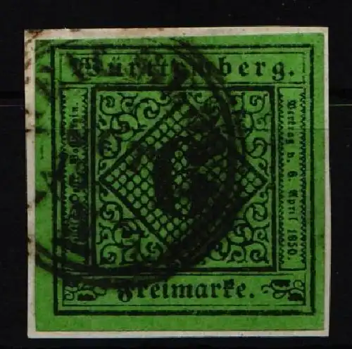 Württemberg 3 gestempelt gut gerandet auf Briefstück #JS999