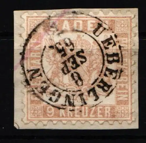 Baden 20 ba gestempelt K2 "Ueberlingen", geprüft Flemming BPP #JR552