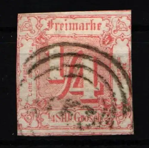 Thurn & Taxis 13 gestempelt typischer Taxisschnitt, 2seitig berührt #JT301