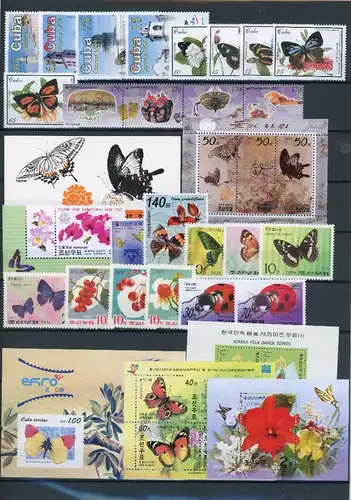 LOT "SCHMETTERLINGE" Marken/Blöcke postfrisch #JU390