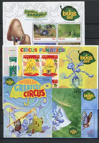 Palau Inseln Klb. 1383-1390, 95-98, Blöcke postfrisch Disney #JW607