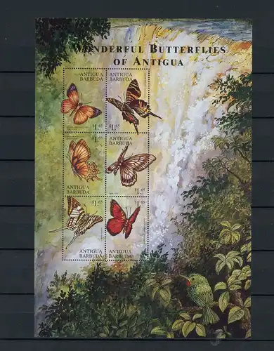 Antigua Barbuda Kleinbogen 3122-3127 postfrisch Schmetterling #JW613