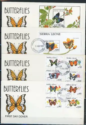 Sierra Leone 1651-1658, Block Schmetterling Ersttagesbrief/FDC #JW623