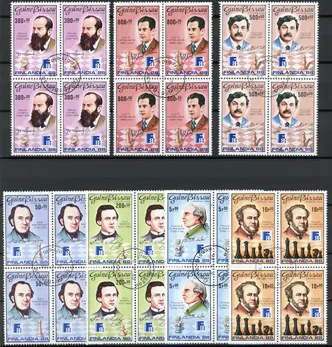 Guinea Bissau 4er Bl 974-80 gestempelt Schach #JW657