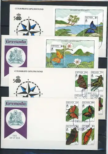 Grenada 2088-2095, Block 240-241 Schmetterling Ersttagesbrief/FDC #JW644